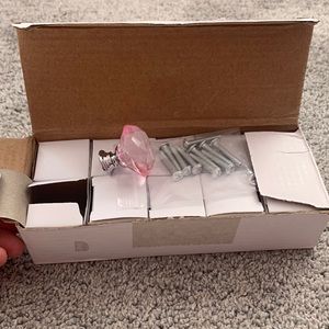 AK Rover 10 Piece Crystal Glass Wardrobe Pull Handles - PINK